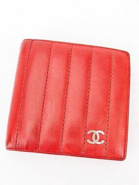 CHANEL two-fold wallet Mademoiselle leather Authentic used T17747